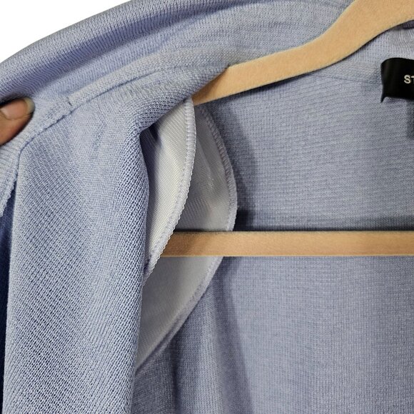 St. John Santana Knit Ruffled Open-Front Cardigan 16 Periwinkle Blue Soft Pastel - Picture 3 of 8